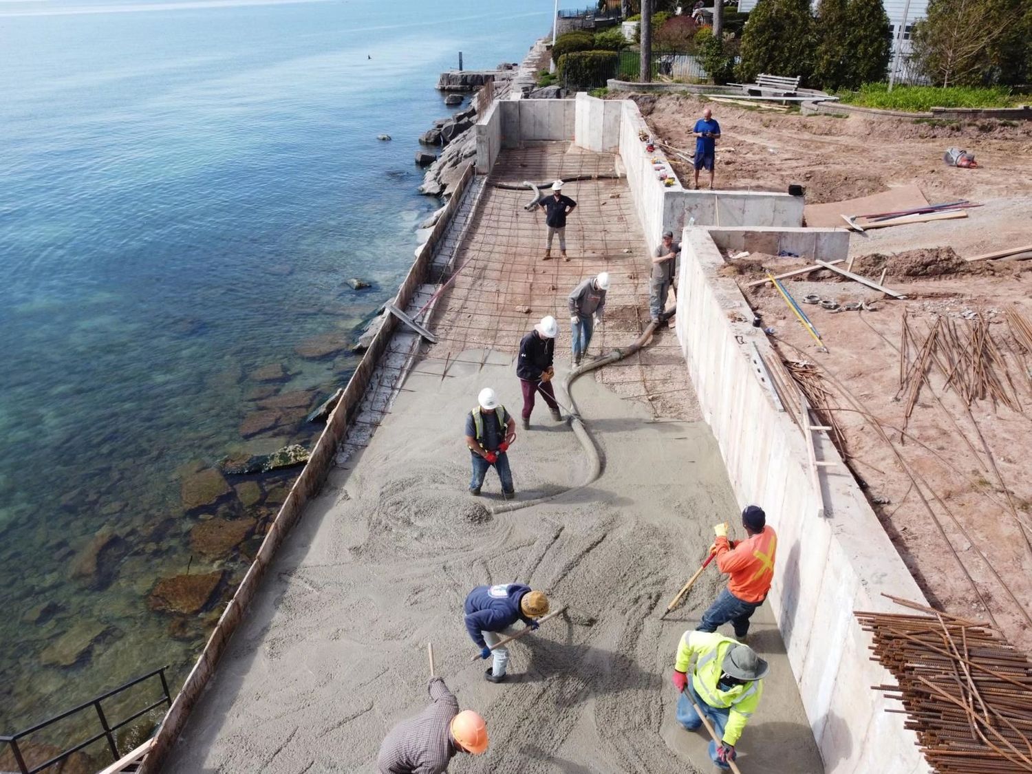 Finished shoreline path along the water